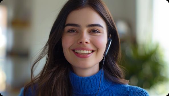 foto de mujer de soporte técnico sonriente